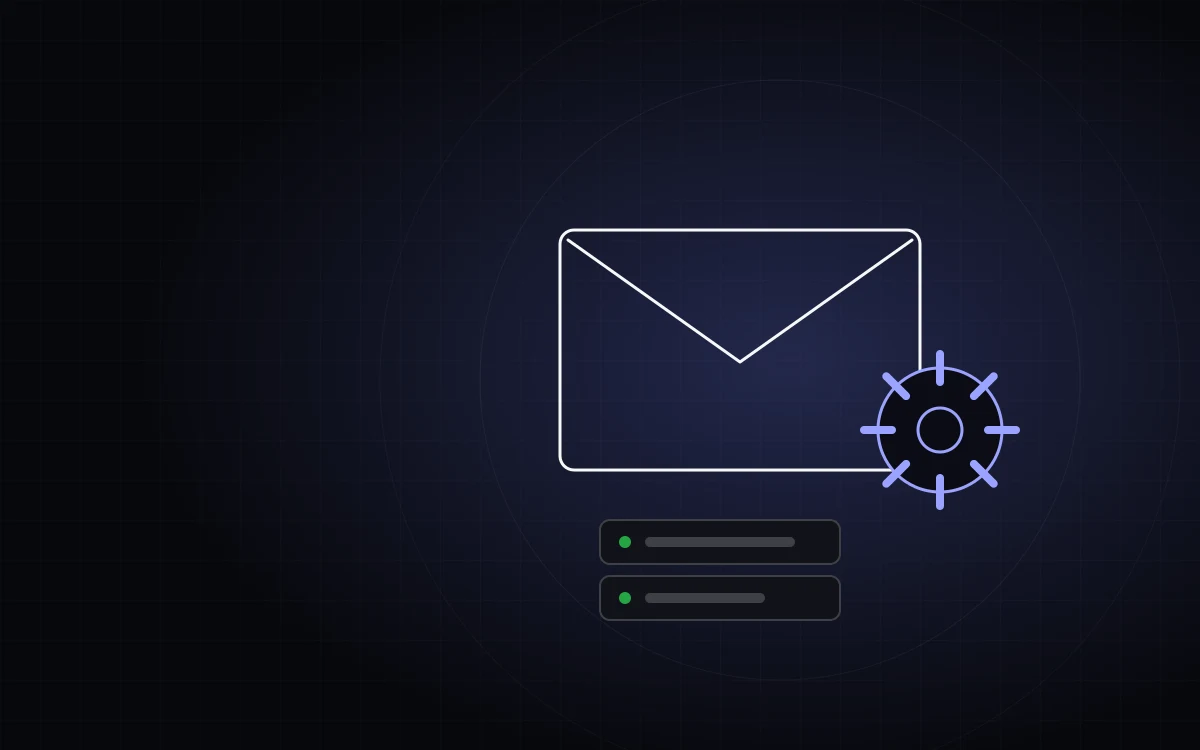 Briefumschlag mit Zahnrad – Symbol für die Einrichtung eines E-Mail-Postfachs